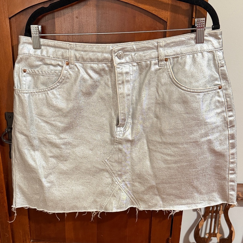 Topshop Silver Mini Skirt
